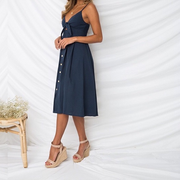 💓💓My Dream Sexy Navy Button in Front Dress - Picture 4 of 6
